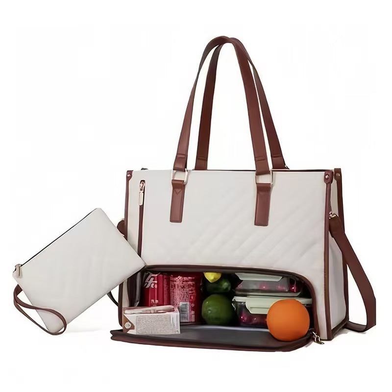 Sac Tote Matelassé Isotherme – Compartiment Repas & Laptop