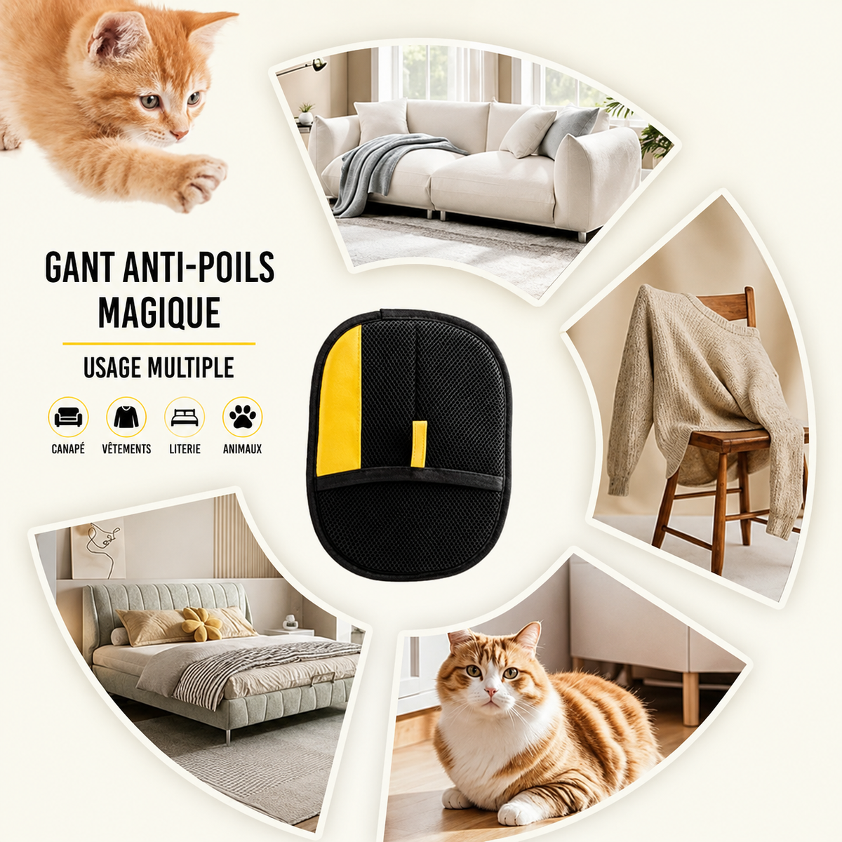 CHATNET – Gant Anti-Poils Électrostatique pour Chat