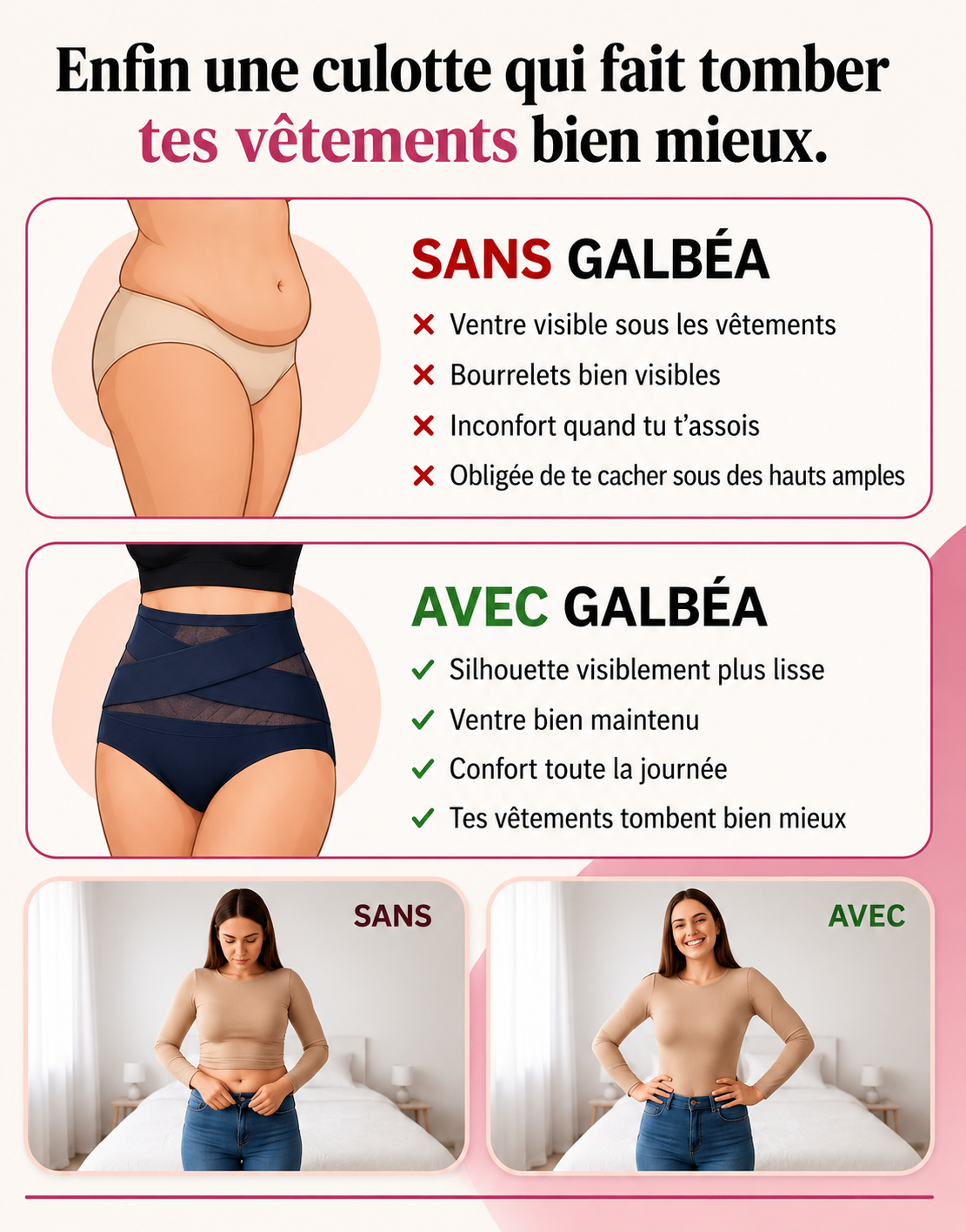 AURA™ Culotte Gainante Taille Haute – Lot de 3, Contrôle Ventre & Fessier