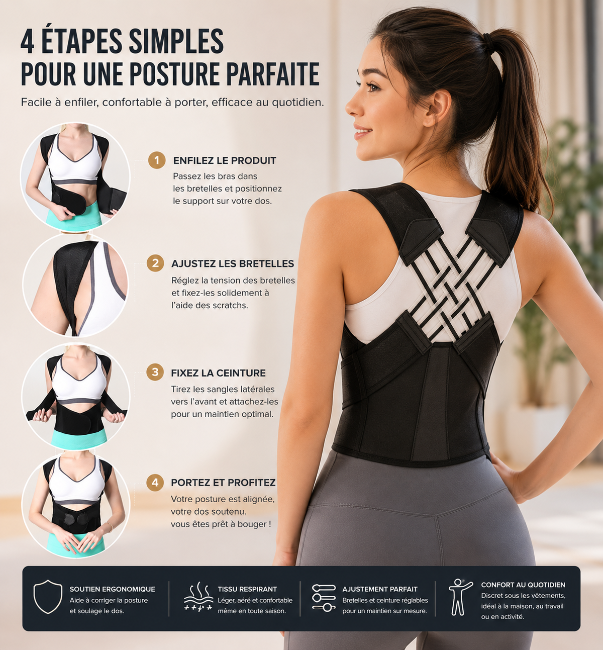 DOSALIGN – Redresseur de Posture Dos Respirant