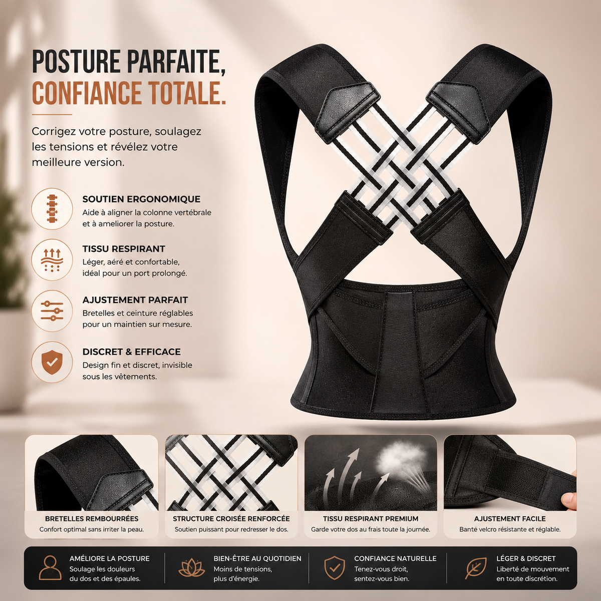 DOSALIGN – Redresseur de Posture Dos Respirant