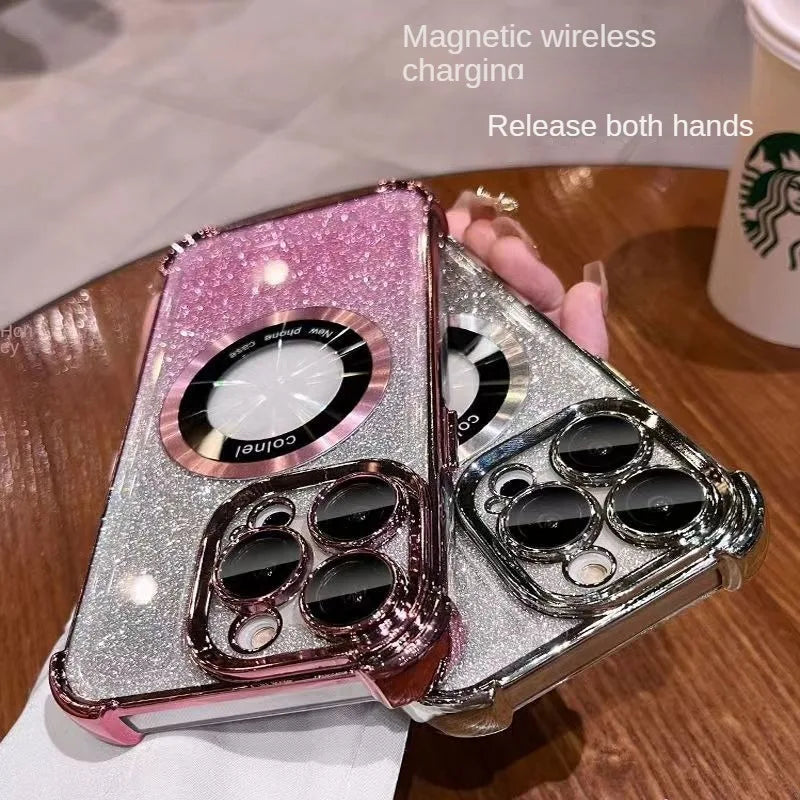 AEGIS™ Coque iPhone Anti-Choc Airbag Renforcé – Support Magnétique & Paillettes