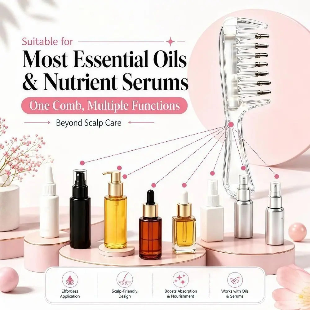 Peigne Masseur Crânien Applicateur d'Huiles Essentielles
