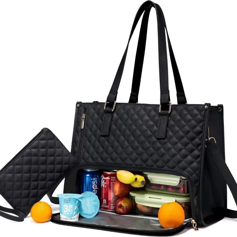Sac Tote Matelassé Isotherme – Compartiment Repas & Laptop