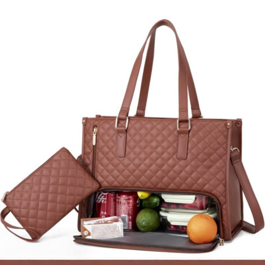 Sac Tote Matelassé Isotherme – Compartiment Repas & Laptop