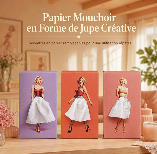 Boîte à Mouchoirs Design Rétro – Silhouette Élégante Style Vintage