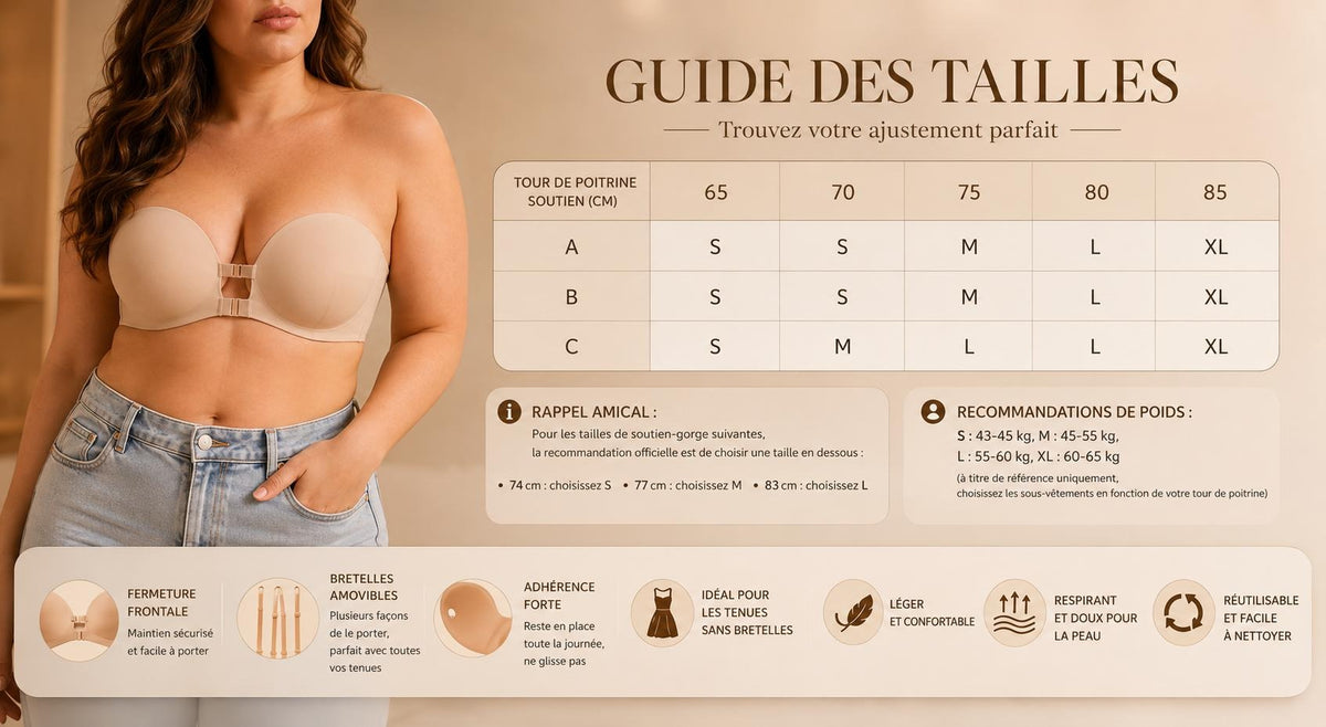 Soutien-gorge Bandeau Sans Bretelles Push-Up & Multifonction