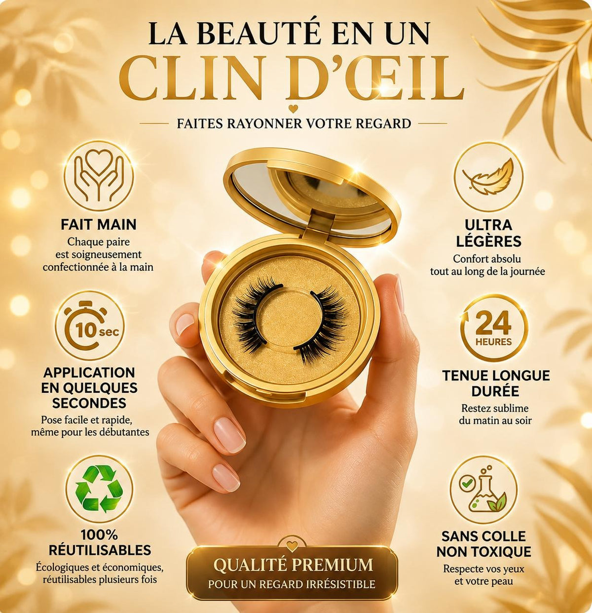 CILÉA™ Cils Magnétiques Réutilisables – Sans Colle, Pose en 10 Secondes